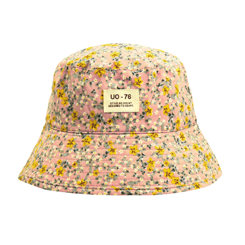 New Design Printed Daisy Pixie Fisherman Hat Summer Travel Sunshade Polyester Bucket Hat for Lady Women