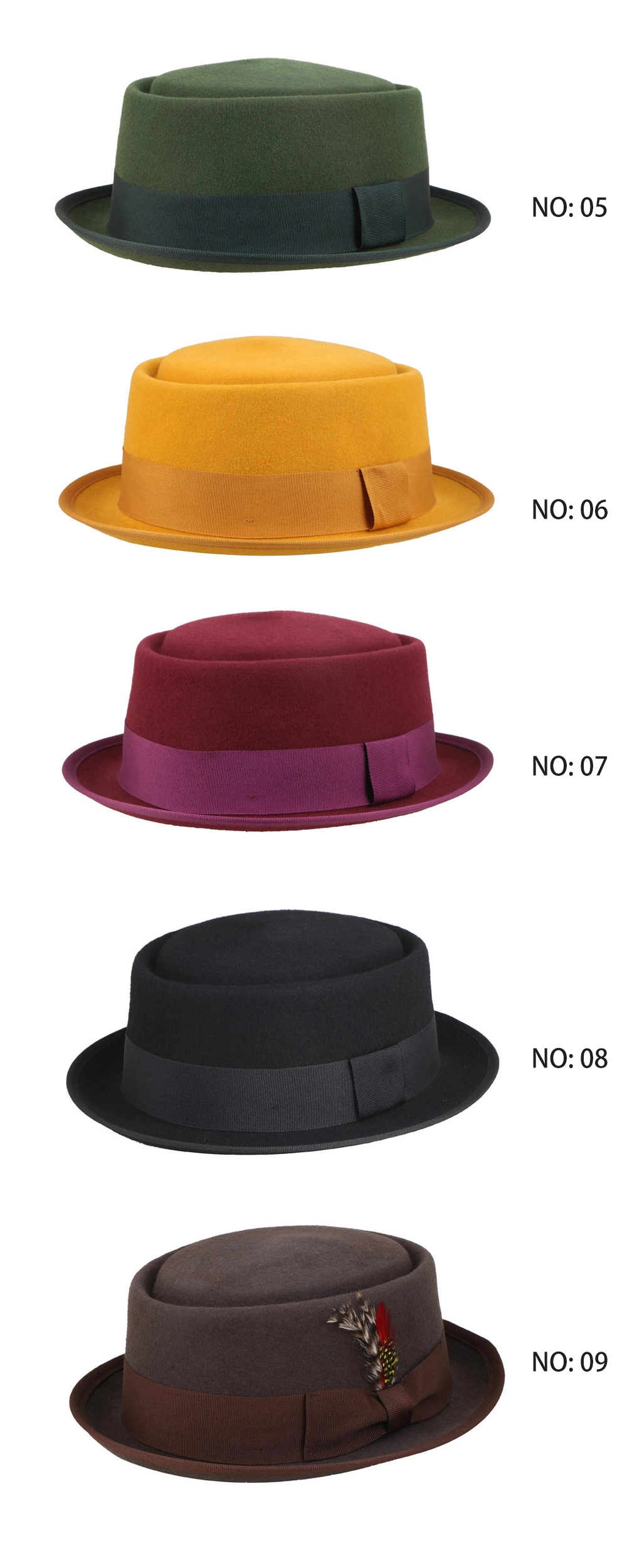 2023 New Fashion 30 Color in Stock Wholesale Fedora Panama Hats Unisex 100% Wool Felt Wide Brim Fedora Hat