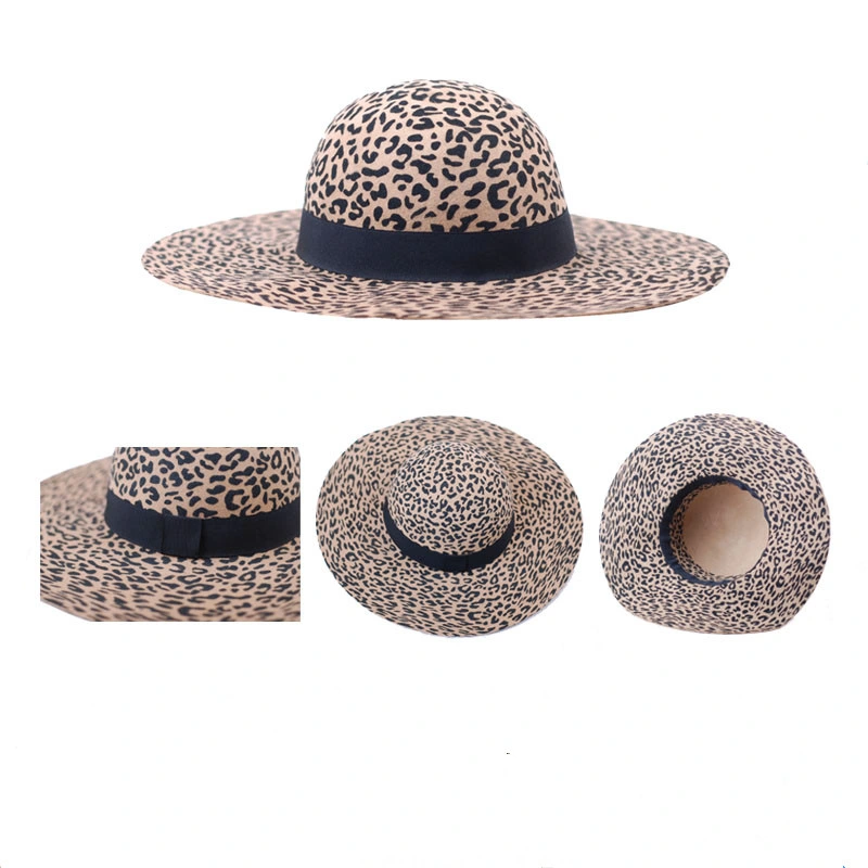 High Quality 100% Wool Felt Leopard Women Hat