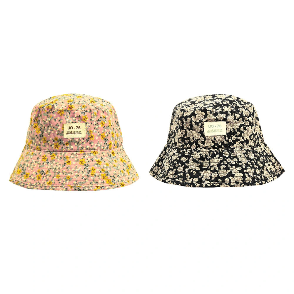 New Design Printed Daisy Pixie Fisherman Hat Summer Travel Sunshade Polyester Bucket Hat for Lady Women