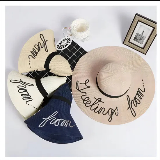 Wide Brim Women Wholesale Custom Summer Beach Sun Floppy Paper Straw Hat