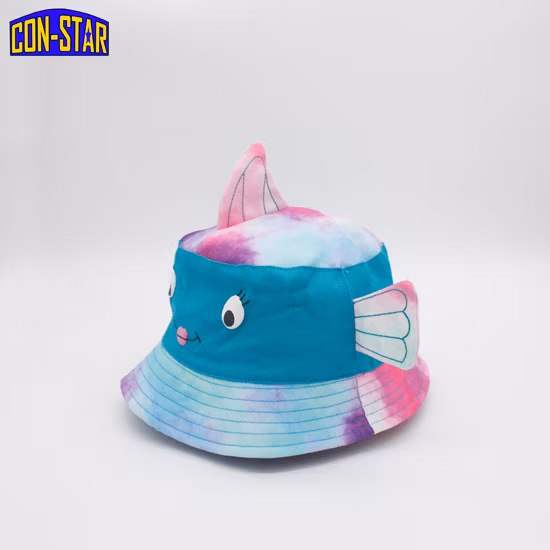 Tye Dye Fabric Baby Shark Kids Children Bucket Hat Cute Baby Hat BSCI Audit Factory