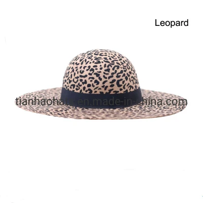 High Quality 100% Wool Felt Leopard Women Hat