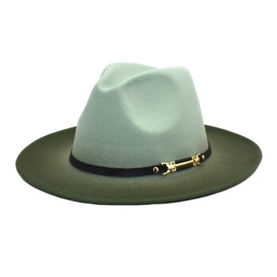 Fashion Design Wholesale Wool Felt Fedora Hats with Belt Women Fall Cowboy Dress Style Wide Brim Floppy Wool Fedora Hats